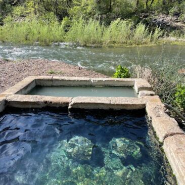 Feather River Hot Springs tubs with river view